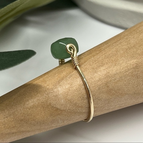 Aventurine Gemstone 14K GF or Sterling Silver Ring Soft Green - Picture 6 of 14